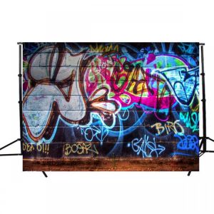 5x3FT Graffiti Wall Theme Photography Background Photo Backdrop Studio Props