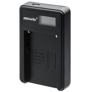 SEIWEI NP-FM50 USB Battery Charger with LCD Screen for Sony NP-FM50/70/90/QM71D/91D NP-FM500H/FM55H NP-F550/F750/F960/F970
