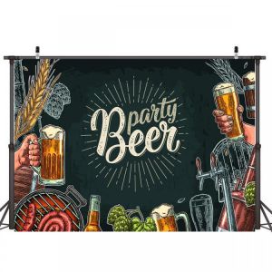 7x5FT Bear Drinking Party Theme Photography Backdrop Studio Prop Background