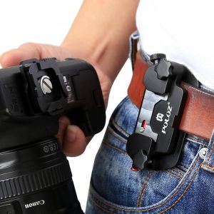PULUZ PU231 Camera Clip Aluminum Alloy Quick Release Clip with Plate for DSLR Camera