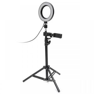 Dimmable LED Studio Camera Ring Light Makeup Photo Lamp Selfie Stand USB Plug Tripod with Phone Holder for Youtube Video