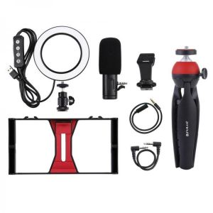 Puluz PKT3025 Rig Stabilizer Holder Vlog Video Ring Light Microphone for Smart Phone Photography