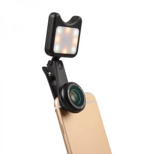 Apexel APL-3663FL Universal Led Fill light Selfie Wide Angle Macro Lens for Mobile Phone Tablet
