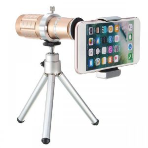 12X Telescope Lens with Mini Desktop Portable Tripod Phone Clip