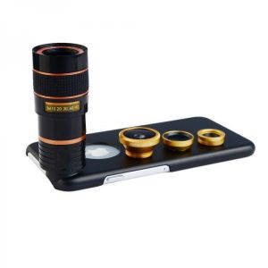 Apexel CL-19B85 4 in 1 8X Telescope Zoom Fisheye Wide Angle Macro Lens for Mobile Phone Tablet