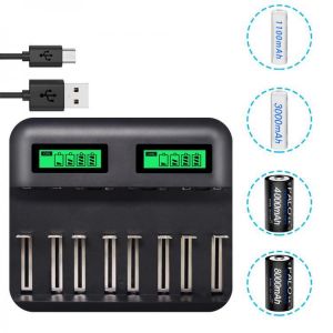 PALO Multi 8 Slots LCD Display Battery Charger Travel Portable Car Chargers Smart Charger For Nimh Nicd AA/AAA/SC/C/D/9V Rechargea