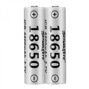 Skywolfeye 2PSC 3.7V 6800mAh 18650 Battery with Battery Box Flashlight Battery-White