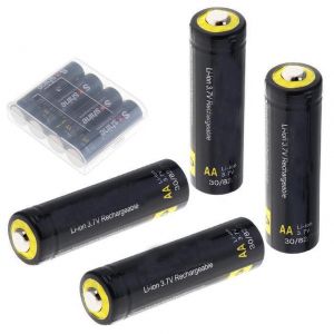 4Pcs Soshine 3.7v 800mah AA Li-ion Battery Protected High Discharge Rechargeable Battery + Box