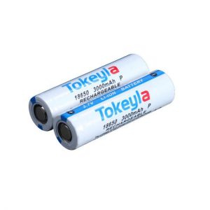 Tokeyla 2 Pcs 2600mAh 18650 Battery 3.7V Protected Rechargeable Flashlight Power Camping Hunting Portable Li-ion Battery
