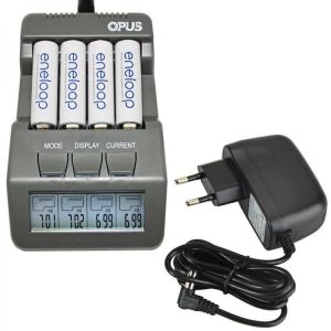 shopping סוללות ומטענים OPUS BT-C700 LCD Digital Smart Battery Charger 4 Slots Charger EU/US Plug For Flashlight Battery