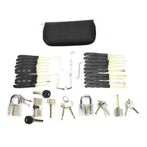 DANIU 24pcs Single Hook Lock Picks Set with 5Pcs Transparent Lock Locksmith Practice Training Skill Set