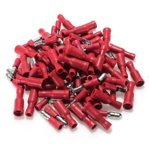 100pcs Red Insulated Female&amp;Male Bullet Butt Connector Crimp Terminals
