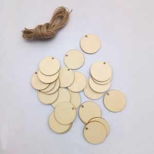 shopping ציוד ללייזר 25Pcs Blank Circle Wood Chips Sheet Hanging Tags Ornament Laser Engraving DIY Art Wedding Decor