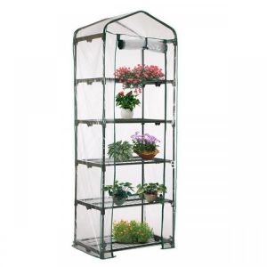 69 x 49 x 187cm Apex Roof 5-Tiers Garden Greenhouse Hot Plant House Shelf Shed Clear PVC Cover