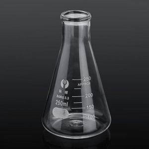 250mL Lab Glass Erlenmeyer Conical Flask Bottle w/ Rim Borosilicate Laboratory Glassware