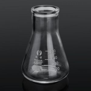 50mL Lab Glass Erlenmeyer Conical Flask Bottle w/ Rim Borosilicate Laboratory Glassware