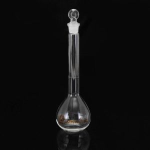50mL Clear Glass Volumetric Flask w/ Glass Stopper Lab Chemistry Glassware