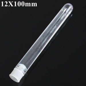 10pcs Round Bottom Clear Plastic Test Tube With Cap Stopper 12X75/100mm
