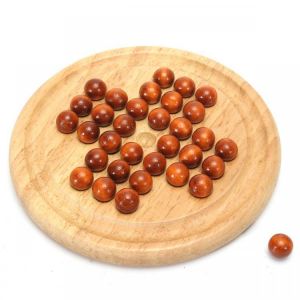 Wooden Traditional Board Game Solitaire Marble Child Educational Fun Toy