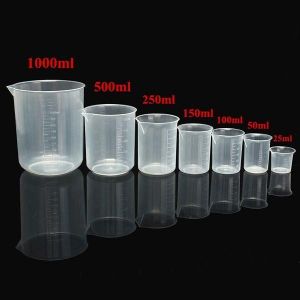 25mL To 1000mL Graduated Clear Plastic Beaker Volumetric Container For Laboratory