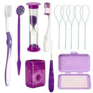 8Pcs Dental Oral Care Kit Orthodontic Teeth Toothbrush Floss Thread Wax Mirror Dental Tools