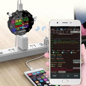 UD18 USB3.0/DC/Type-C 18 in 1 USB Tester APP DC Digital Voltmeter Ammeter HD Color Screen 6-Bit High Precision Display UD18 blueto
