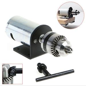 Machifit DC 12-36V Lathe Press 555 Motor With Miniature Hand Drill Chuck and Mounting Bracket