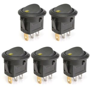 5pcs 12V Round Rocker Toggle ON/OFF Switch 3 Pins Push Button Switch