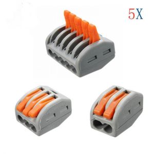 shopping ציוד חשמל Excellway&reg; ET25 2/3/5 Pins Spring Terminal Block 5Pcs Electric Cable Wire Connector