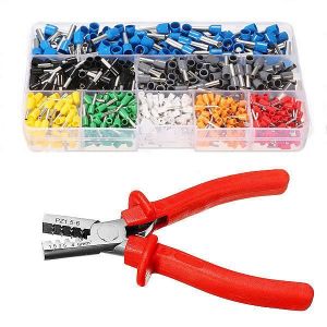 shopping ציוד חשמל Excellway&reg; EC02 800Pcs Insulated Wire Connector Terminal Cord Pin End Terminal With Crimper Plier