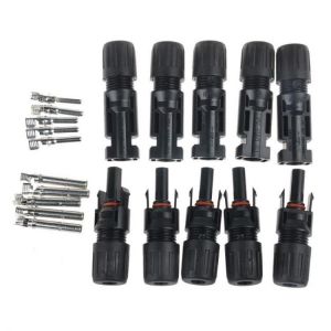Excellway&reg; 5 Pairs PV Solar Panel Cable MC4 Connectors Male &amp; Female Waterproof IP67 for Photovoltaic Solar System