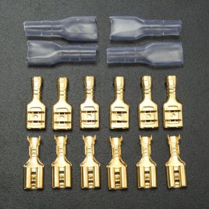 Excellway&reg; TC09 100pcs Copper 4.8mm Female Spade Crimp Terminals 22~16AWG