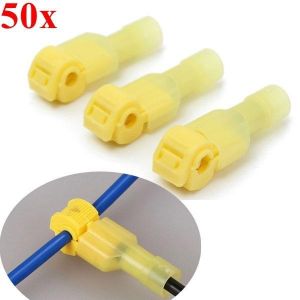 Excellway&reg; TC01 50pcs Yellow Quick Splice Wire Terminal Female Spade Connector Set