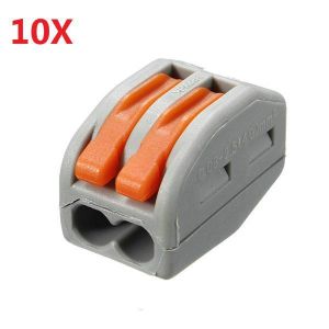 Excellway&reg; ET20 10Pcs 2 Pins Spring Lever Terminal Block Electric Cable Wire Connector