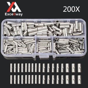 Excellway&reg; TC20 200Pcs Copper Butt Splice Connector 22-10AWG Tinned Crimp Terminal Kit