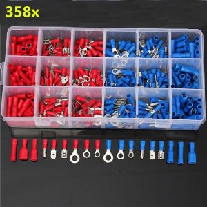 Excellway&reg; EC09 358Pcs Insulated Electrical Wire Terminals Crimp Connector Butt Spade Kit