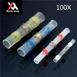 Excellway&reg; HS03 100Pcs 26-10AWG Solder Sleeve Heat Shrink Wire Splices Butt Connector