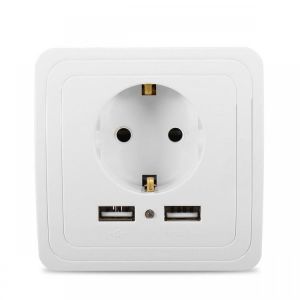 Excellway&reg; 1.5A/2A Dual USB Ports Wall Charger Power Adapter Socket Outlet Panel EU Plug Mount