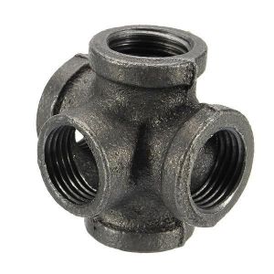 shopping ציוד לבית 1/2&quot; 3/4&quot; 1&quot; 5 Way Pipe Fitting Malleable Iron Black Outlet Cross Female Tube Connector