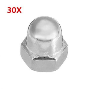 Suleve&trade; M4SN3 30Pcs M4 304 Stainless Steel Dome Head Cap Acorn Hex Nuts Thread Decor Cover Nuts