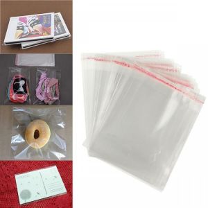 100pcs 12&times;16cm Clear Cellophane Display Bags Self Adhesive Seal Plastic  For Card