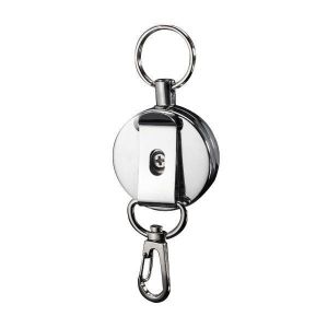 Suleve&trade; KR01 4cm Full Metal Tool Belt Retractable Key Ring Pull Chain Clip With Hook