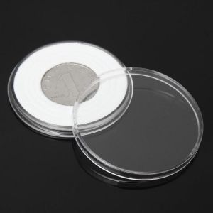 20Pcs Clear Round Coins Holder 46mm Capsules Stroage Case Box Container Display Collection