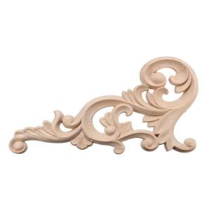20x10CM Wood Carved Corner Onlay Unpainted Frame Decoration