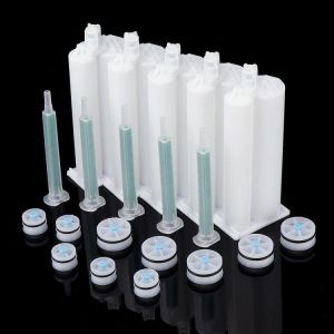 5Pcs/set 50ml 2:1 AB Glue Tube Dual Glue Cartridge Two Component Dispenser Tube with Mixing Tube Mixing Syringe for Industrial Glu