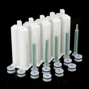 5Pcs/set 50ml 1:1 AB Glue Tube Dual Glue Cartridge Two Component Dispenser Tube with Mixing Tube Mixing Syringe for Industrial Glu