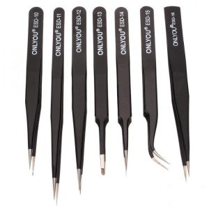 ONLYOU&reg; ESD 7pcs BGA Precision Tweezer Set Anti Static Tweezers Stainless Tweezers