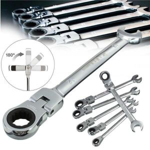 shopping כלי עבודה DANIU 6pcs a Set 6mm-12mm Flexible Pivoting Head Ratchet Combination Spanner Wrench Garage Metric Tool