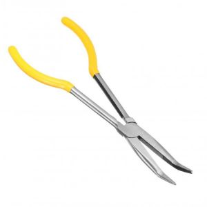 11'' Long Needle Nose Pliers Straight Wire Cutter Bent Tip Mechanics Repair Tool
