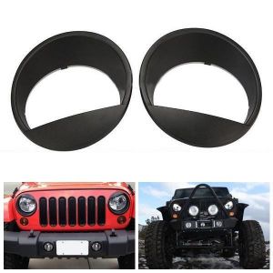 2Pcs Car Angry Bird Style Matte Black Headlight Cover Bezel Eyelids For 07-15 Jeep Wrangler JK